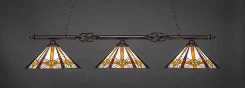  Eleganté 3 Light Bar In Dark Granite Finish With 16" Hampton Tiffany Glass (863-DG-961) - lights