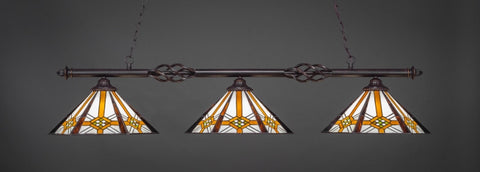  Eleganté 3 Light Bar In Dark Granite Finish With 16" Hampton Tiffany Glass (863-DG-961) - lights