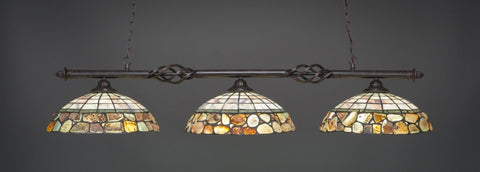  Eleganté 3 Light Bar In Dark Granite Finish With 16" Cobblestone Tiffany Glass (863-DG-973) - lights