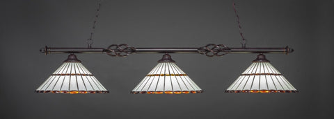  Eleganté 3 Light Bar In Dark Granite Finish With 15.5" Honey Glass & Amber Brown Jewels Tiffany Glass (863-DG-974) - lights