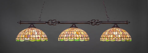  Eleganté 3 Light Bar In Dark Granite Finish With 15" Rosetta Tiffany Glass (863-DG-988) - lights