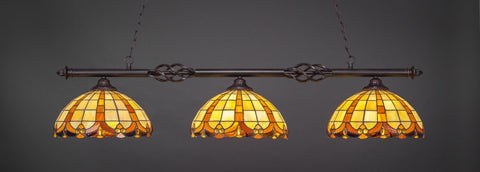  Eleganté 3 Light Bar In Dark Granite Finish With 14.5" Butterscotch Tiffany Glass (863-DG-989) - lights