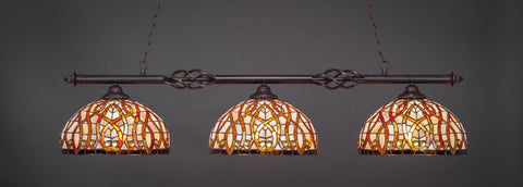  Eleganté 3 Light Bar In Dark Granite Finish With 15" Persian Nites Tiffany Glass (863-DG-991) - lights