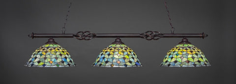  Eleganté 3 Light Bar In Dark Granite Finish With 16" Crescent Tiffany Glass (863-DG-996) - lights