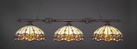  Eleganté 3 Light Bar In Dark Granite Finish With 16" Roman Jewel Tiffany Glass (863-DG-997) - lights