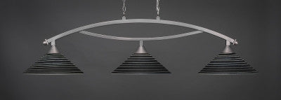  Bow 3 Light Bar In Brushed Nickel Finish With 16" Charcoal Spiral Glass (873-BN-412) - lights