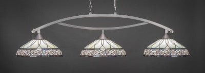  Bow 3 Light Bar In Brushed Nickel Finish With 16" Royal Merlot Tiffany Glass (873-BN-948) - lights
