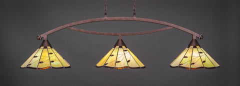  Bow 3 Light Bar In Bronze Finish With 16" Autumn Leaves Tiffany Glass (873-BRZ-926) - lights