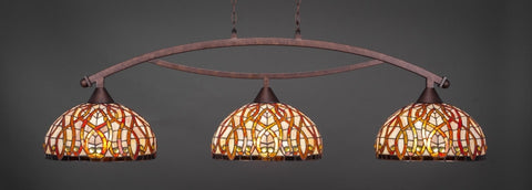  Bow 3 Light Bar In Bronze Finish With 15" Persian Nites Tiffany Glass (873-BRZ-991) - lights