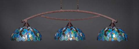  Bow 3 Light Bar In Bronze Finish With 16" Blue Mosaic Tiffany Glass (873-BRZ-995) - lights
