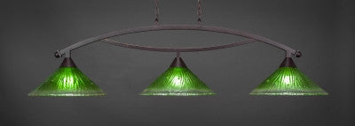  Bow 3 Light Bar In Dark Granite Finish With 16" Kiwi Green Crystal Glass (873-DG-717) - lights