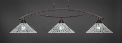  Bow 3 Light Bar In Dark Granite With 16" Italian Ice Glass (873-DG-719) - lights
