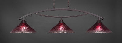  Bow 3 Light Bar In Dark Granite Finish With 16" Wine Crystal Glass (873-DG-787) - lights