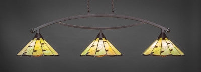  Bow 3 Light Bar In Dark Granite Finish With 16" Autumn Leaves Tiffany Glass (873-DG-926) - lights