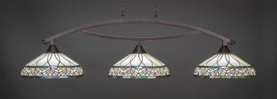  Bow 3 Light Bar In Dark Granite Finish With 16" Royal Merlot Tiffany Glass (873-DG-948) - lights