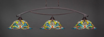 Bow 3 Light Bar In Dark Granite Finish With 19" Kaleidoscope Tiffany Glass (873-DG-990) - lights