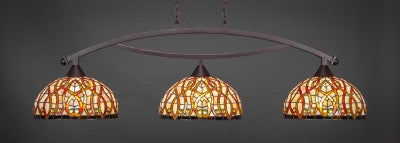  Bow 3 Light Bar In Dark Granite Finish With 15" Persian Nites Tiffany Glass (873-DG-991) - lights