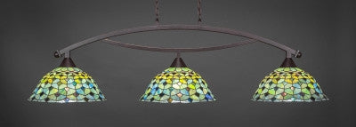  Bow 3 Light Bar In Dark Granite Finish With 16" Crescent Tiffany Glass (873-DG-996) - lights