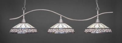  Swoop 3 Light Bar In Brushed Nickel Finish With 16" Royal Merlot Tiffany Glass (893-BN-948) - lights