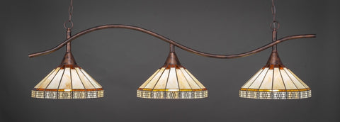  Swoop 3 Light Bar In Bronze Finish With 15" Honey & Brown Mission Tiffany Glass - lights