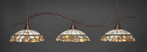  Swoop 3 Light Bar In Bronze Finish With 16" Cobblestone Tiffany Glass - lights
