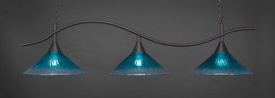  Swoop 3 Light Bar In Dark Granite Finish With 16" Teal Crystal Glass (893-DG-715) - lights
