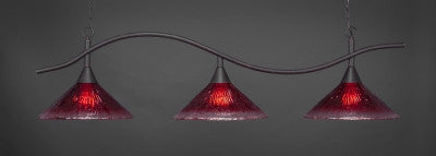  Swoop 3 Light Bar In Dark Granite Finish With 16" Raspberry Crystal Glass (893-DG-716) - lights