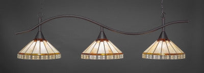  Swoop 3 Light Bar In Dark Granite Finish With 15" Honey & Brown Mission Tiffany Glass (893-DG-964) - lights