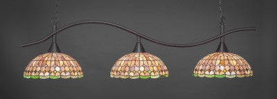  Swoop 3 Light Bar In Dark Granite Finish With 16" Rosetta Tiffany Glass (893-DG-988) - lights