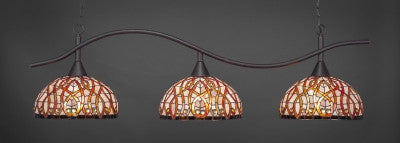  Swoop 3 Light Bar In Dark Granite Finish With 15" Persian Nites Tiffany Glass (893-DG-991) - lights