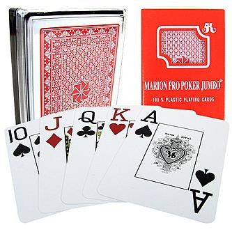 Red Marion Pro Poker Jumbo Plastic Face Cards - Accessory - 1